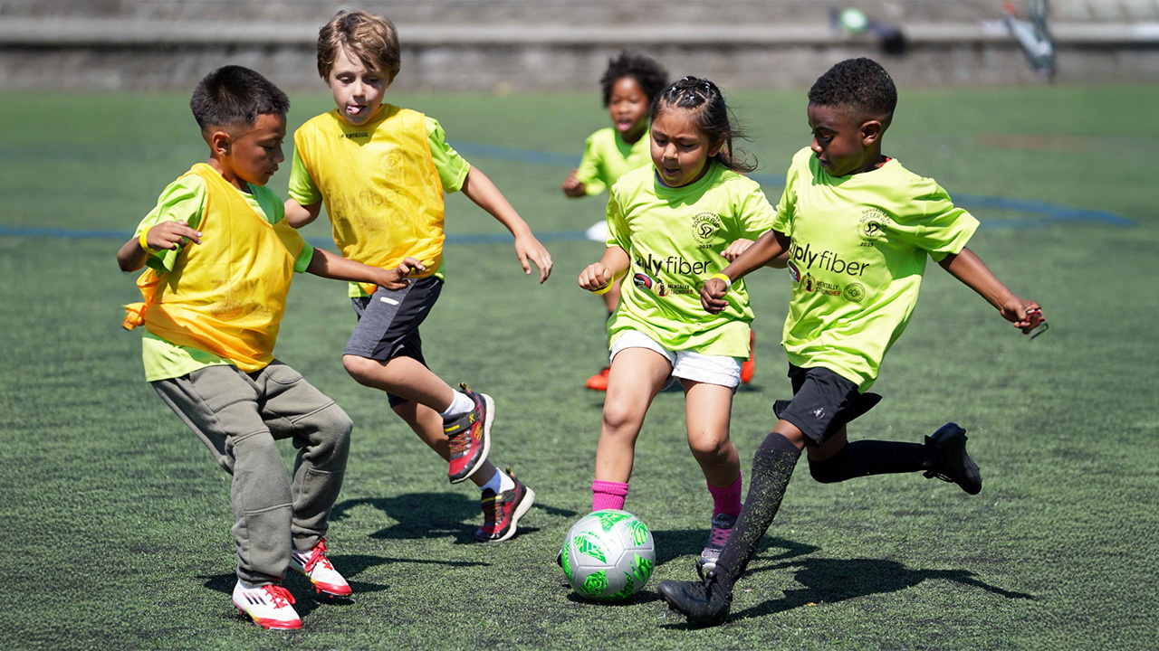 Kids playing soccer