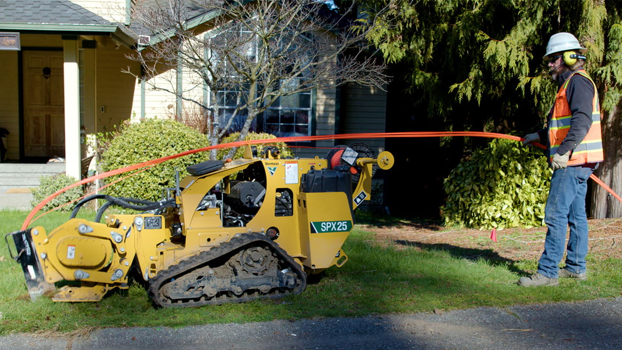 Construction worker uses the state of the art soft surface technique