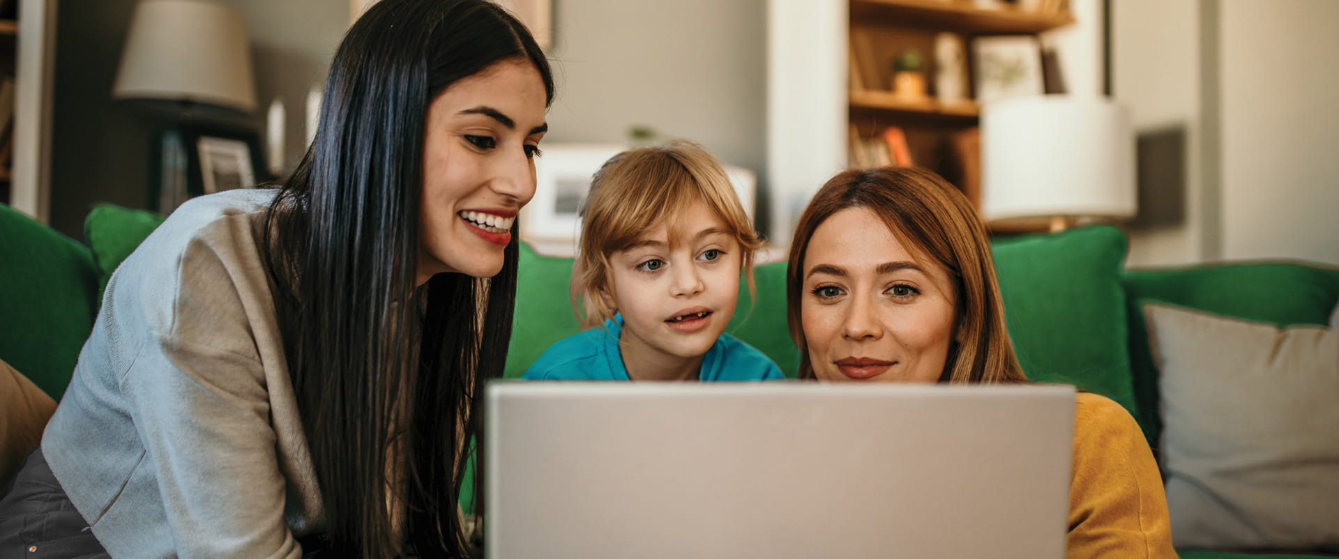 Two women and a little girl enjoy Ziply Fiber high-speed internet