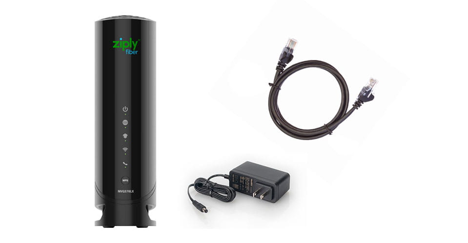 Internet router, USB cable, and charging cord