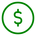 A green dollar sign in a circle