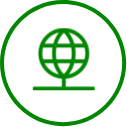 Circle icon with globe graphic 